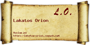 Lakatos Orion névjegykártya